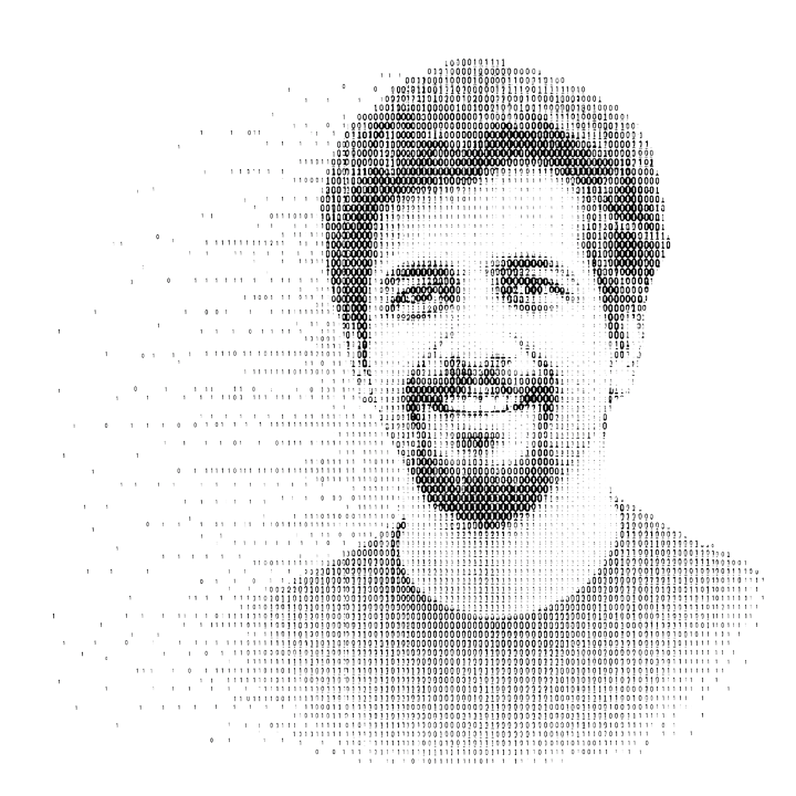 Portrait of Sachin Gupta rendered in binary